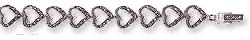 
Sterling Silver 7 Inch Marcasite Open Heart Link Bracelet
