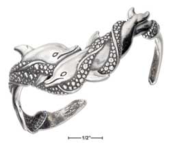 
Sterling Silver Satin and DC Double Swimming Dolphin Cuff
