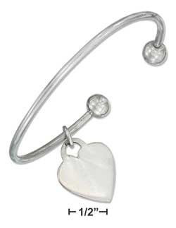 
Sterling Silver Wire Cuff With 8mm Screw Ball End Engravable Heart Tag
