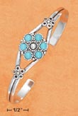
SS Open Wire Cuff Turquoise Flower Design
