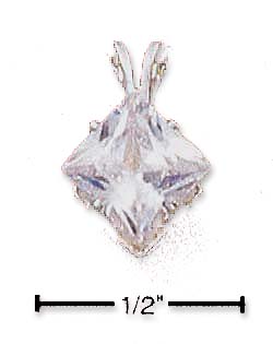 
Sterling Silver 7mm Diamond Shaped Cubic Zirconia Pendant
