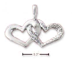
Sterling Silver Double Heart Charm (1 Smooth Heart - 1 Textured Heart)
