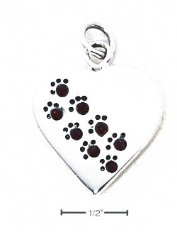 
Sterling Silver January Cubic Zirconia Paw Heart Pendant (Engravable)
