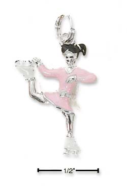 
Sterling Silver Rhodium Plated 3d Enamel Ice Skater Charm
