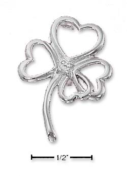 
Sterling Silver Open 4 Leaf Clover Pendant With Center Cubic Zirconia
