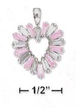 
SS 17mm Heart Pendant Alternating Pink Wh
