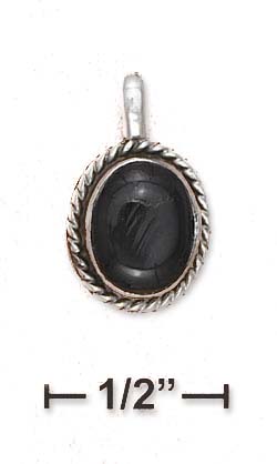 
Sterling Silver 8x10mm Oval Jet Pendant With Roped Border
