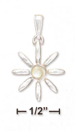 
Sterling Silver Flower Pendant 4mm Simulated Mother of Pearl Center
