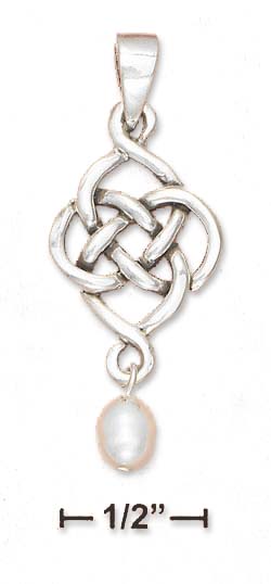 
Sterling Silver Celtic Design White Freshwater Cultured Pearl Dangle Charm
