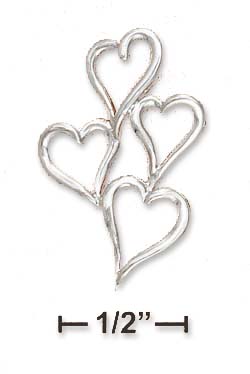 
Sterling Silver Four Contemporary Open Floating Hearts Cluster Pendant
