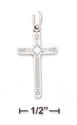 
Sterling Silver ELined Cross Pendant With Etched Sun Tips

