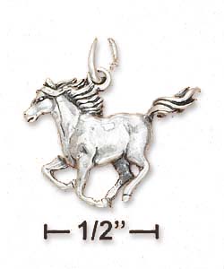 
Sterling Silver 3d Antiqued Running Horse Charm Side View
