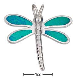 
Sterling Silver Dragonfly Charm With Simulated Opal Inlay
