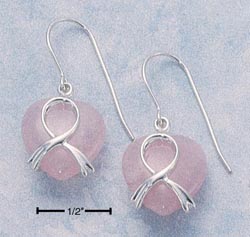 
Sterling Silver Ribbon Wrapped Rose Quartz Heart Earrings
