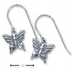 
Sterling Silver Small Antiqued Butterfly Earrings On Wire
