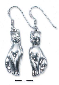 
Sterling Silver Elongated Puffed Cat French Wire Earrings
