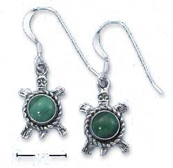 
Sterling Silver Malachite Turtles On French Wire Earrings
