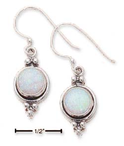 
Sterling Silver Simulated Opal Concho Three Dots Earrings
