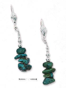
Sterling Silver Simulated Turquoise Nugget Stack Leverback Earrings
