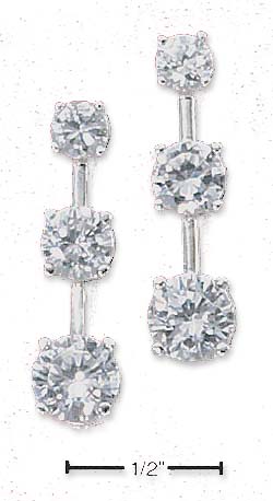 
Sterling Silver Yesterday Today Tomorrow Cubic Zirconia Post Earrings
