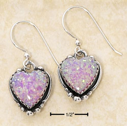 
Sterling Silver Simulated Pink Simulated Opal Heart Dangle Earrings
