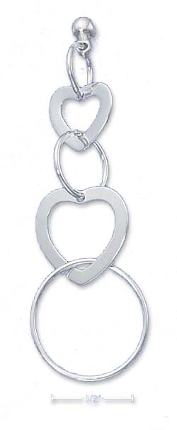 
Sterling Silver Italian Heart Circle Post Dangle Earrings
