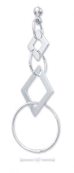 
Sterling Silver Italian Open Circle Diamond Shape Post Dangle Earrings
