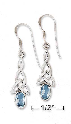 
Sterling Silver Celtic With Simulated Blue Topaz Earrings
