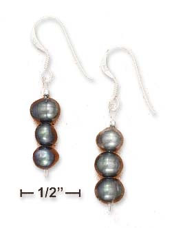 
Sterling Silver Triple Grey Freshwater Cultured Pearl French Wire Earrings
