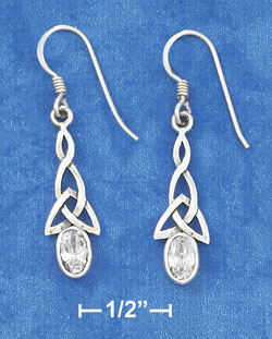 
Sterling Silver Celtic French Wire With Clear Cubic Zirconia Earrings
