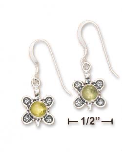 
Sterling Silver Butterfly With 4mm Round Peridot Earrings
