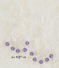 
Sterling Silver Double Wire Dangle Earrings With Purple Crystal Xtl
