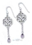 
SS Celtic Star Earrings With 5x7m Purple 
