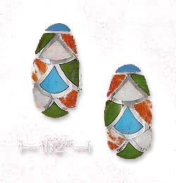 
Sterling Silver Simulated Turquoise Spiny Oyster Lab Simulated Opal Teardrop Post Earrings
