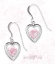 
SS 12mm Open Heart Earrings With Pink CZ 
