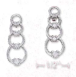 
Sterling Silver 20mm Long Journey Style Circles Post Earrings With Cubic Zirconias
