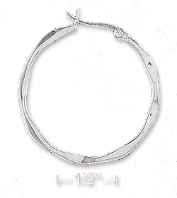 
Sterling Silver 2x30mm Pinched Hoop Earrings French Locks
