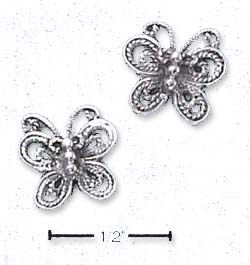
Sterling Silver Antiqued Filigree Butterfly Post Earrings

