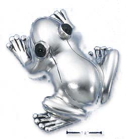 
Sterling Silver Large High Polish Frog With Simulated Onyx Eyes Pin
