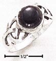 
Sterling Silver Round Onyx Cabochon Ring 
