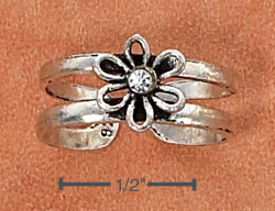 
Sterling Silver Loopy Daisy Clear Crystal Center Toe Ring
