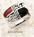 
Sterling Silver Onyx Red Stone Opposing D
