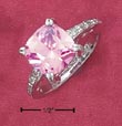 
Sterling Silver 10mm Cushion Pink CZ Ring
