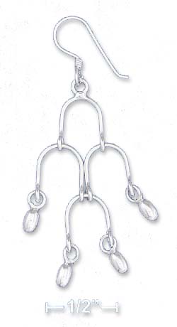 
Sterling Silver 4 Stirrup Dangle Beads Earrings - 2 Inch
