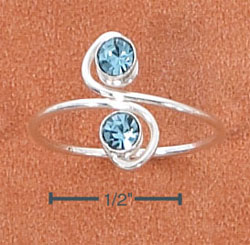 
Sterling Silver S Shape With 2 Lt Blue Crystals Toe Ring
