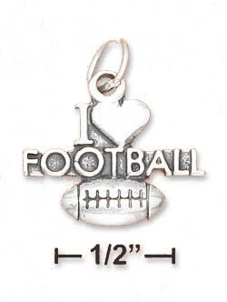 
Sterling Silver Antiqued I Heart Football Football Charm
