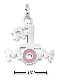 
Sterling Silver Enamel 1 Sided Number 1 Mom Pink O Charm
