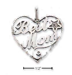 
Sterling Silver Large Antiqued Heart With Best Mom Charm

