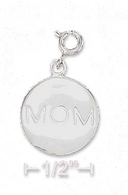 
Sterling Silver Rhodium Plated 15mm Round Mom Disk Charm
