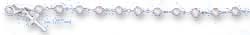 
Sterling Silver 6-7 Inch Adj. Childs Freshwater Cultured Pearl Bracelet With CroSterling Silver Dang
